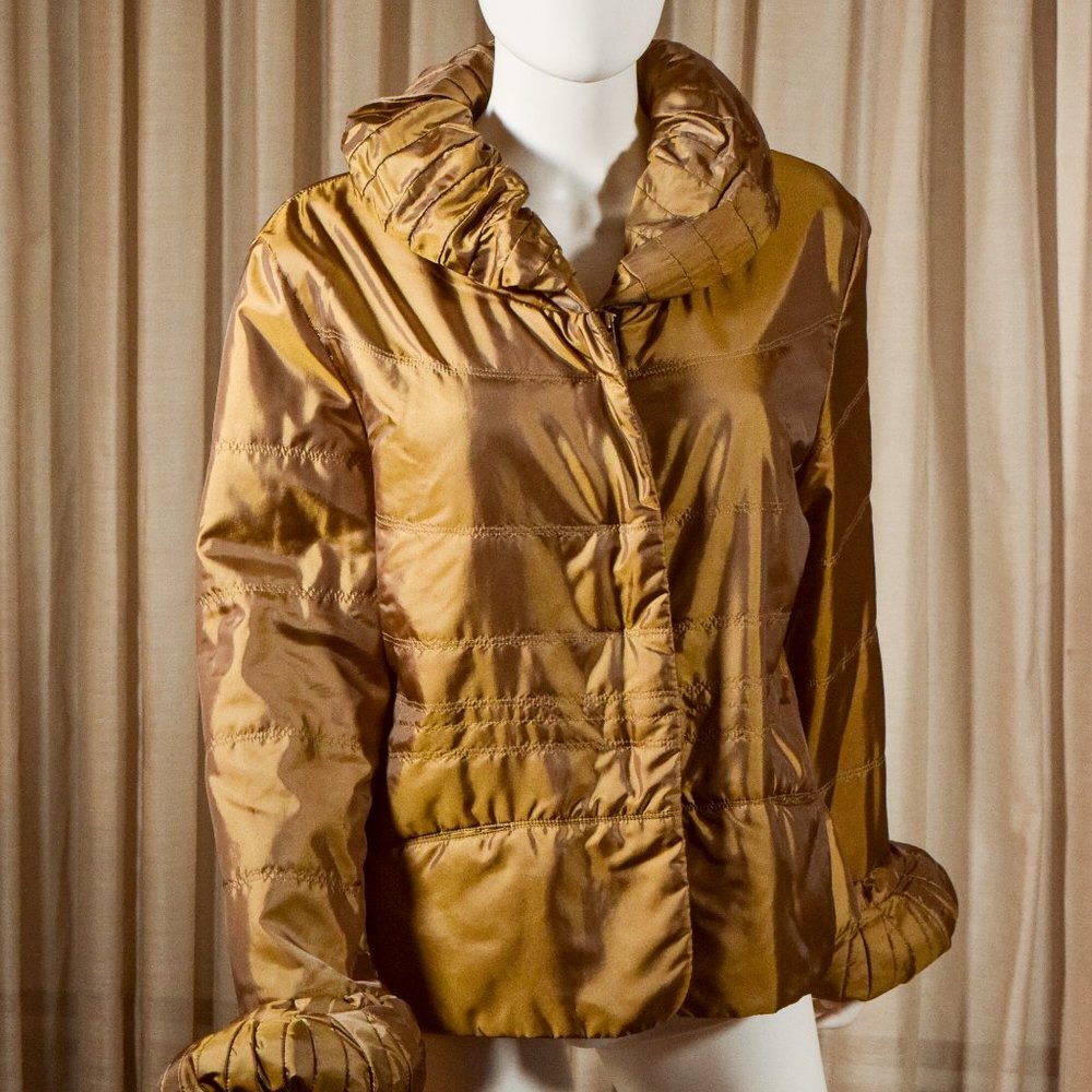 Metallic Green Puffy Windbreaker Jacket from Flair
